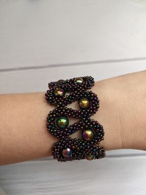 Iridescent Multi-Color Beaded Wave Bracelet